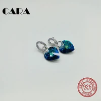 2019 new austrian crystal heart of the ocean earrings women fashion 925 sterling silver studs earrings jewelry cara148