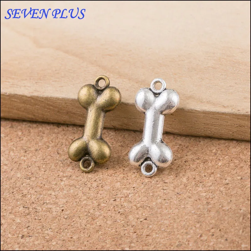 

High Quality 20 Pieces/Lot 11mm*23mm Antique Silver plated Antique Bronze Dog Bone Charms For Jewelry Making