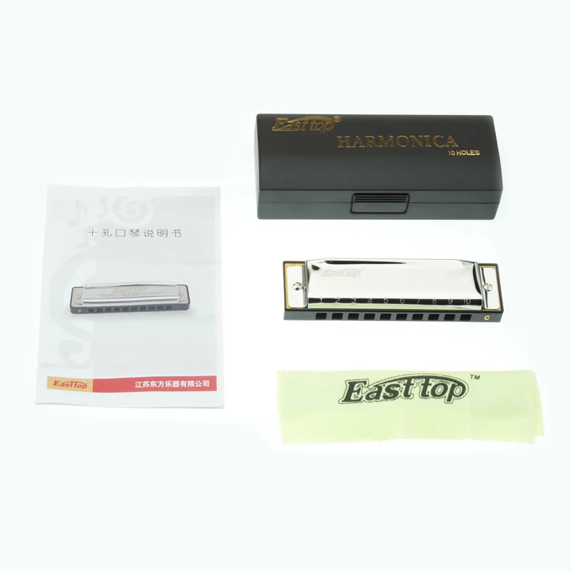 EASTTOP T10 B C Key 10 отверстий Губная гармошка блюз Арфа из нержавеющей стали крышка