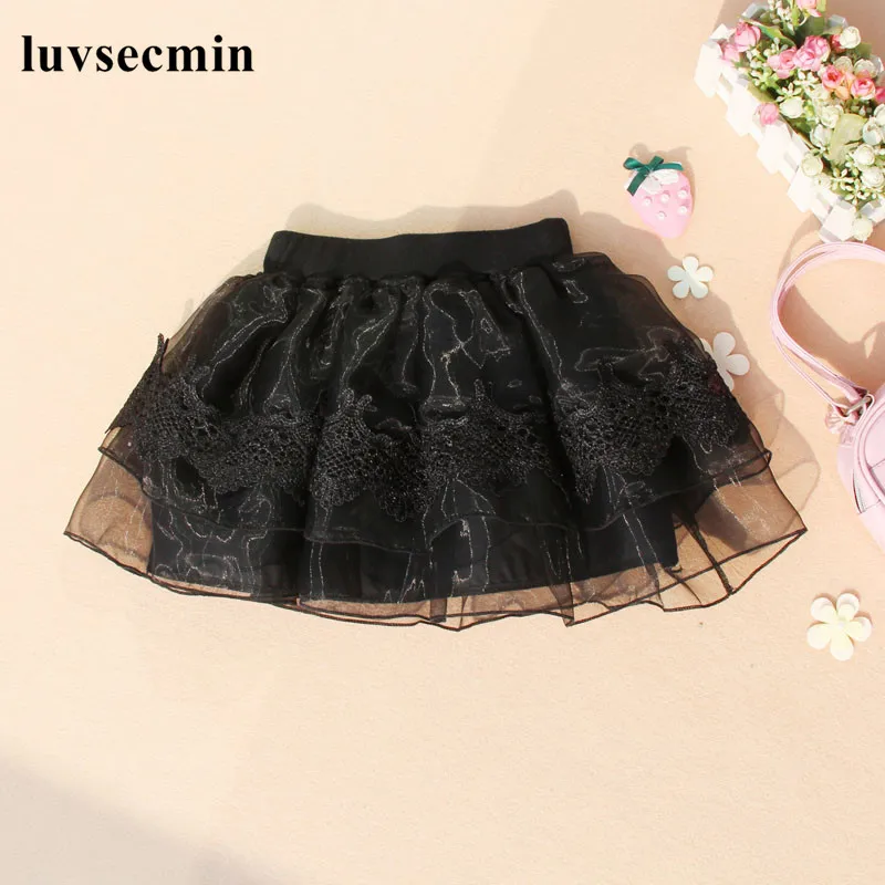 2020 весна осень лето Детская кружевная юбка детская пачка черная для девочек