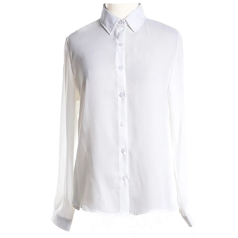 

Solid color White Blouse Women Chiffon Office Career Shirts Tops 2019 Fashion Casual Long Sleeve Blouses Femme moda mujer Blusa