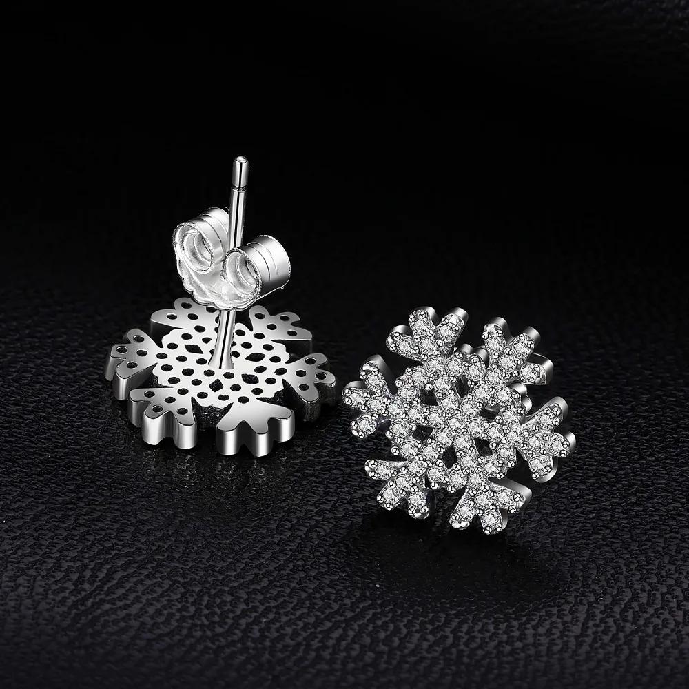 Jewelrypalace 925 Sterling Silver Stud Earrings Winter Surprise Snowflakes Cubic Zirconia Cute Unique Design Wedding Jewelry | Украшения и