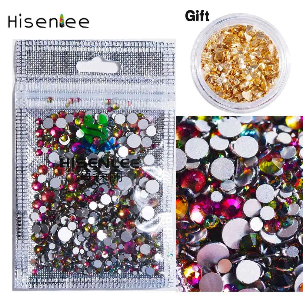Hisenlee, 1000 шт, SS4-SS30, разные размеры, стразы с кристаллами, 15 цветов, для дизайна ногтей, стразы с блестками, шпильки для ногтей, художественные украшения - Цвет: 013