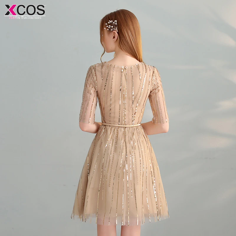 Vestidos de graduacion cortos 2018 Золотое платье для выпускного вечера настоящая фотография