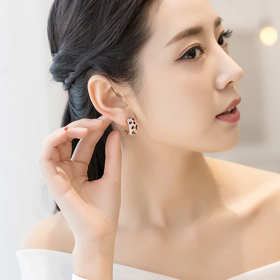 11,11 обруч клип на серьги для женщин стильные аксессуары Bijoux подарок высокое качество Винтажный леопардовый дизайн розовое золото цвет покрытием