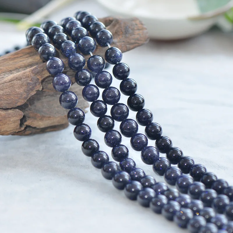 Оптовая продажа Natural Blue Sand Stone круглый свободные Бусины для изготовления