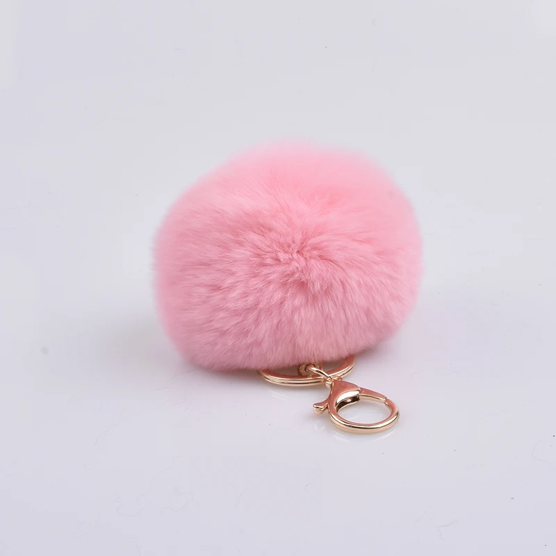 Брелок из натурального меха кролика Рекс Модный меховой помпон кольцо для ключей