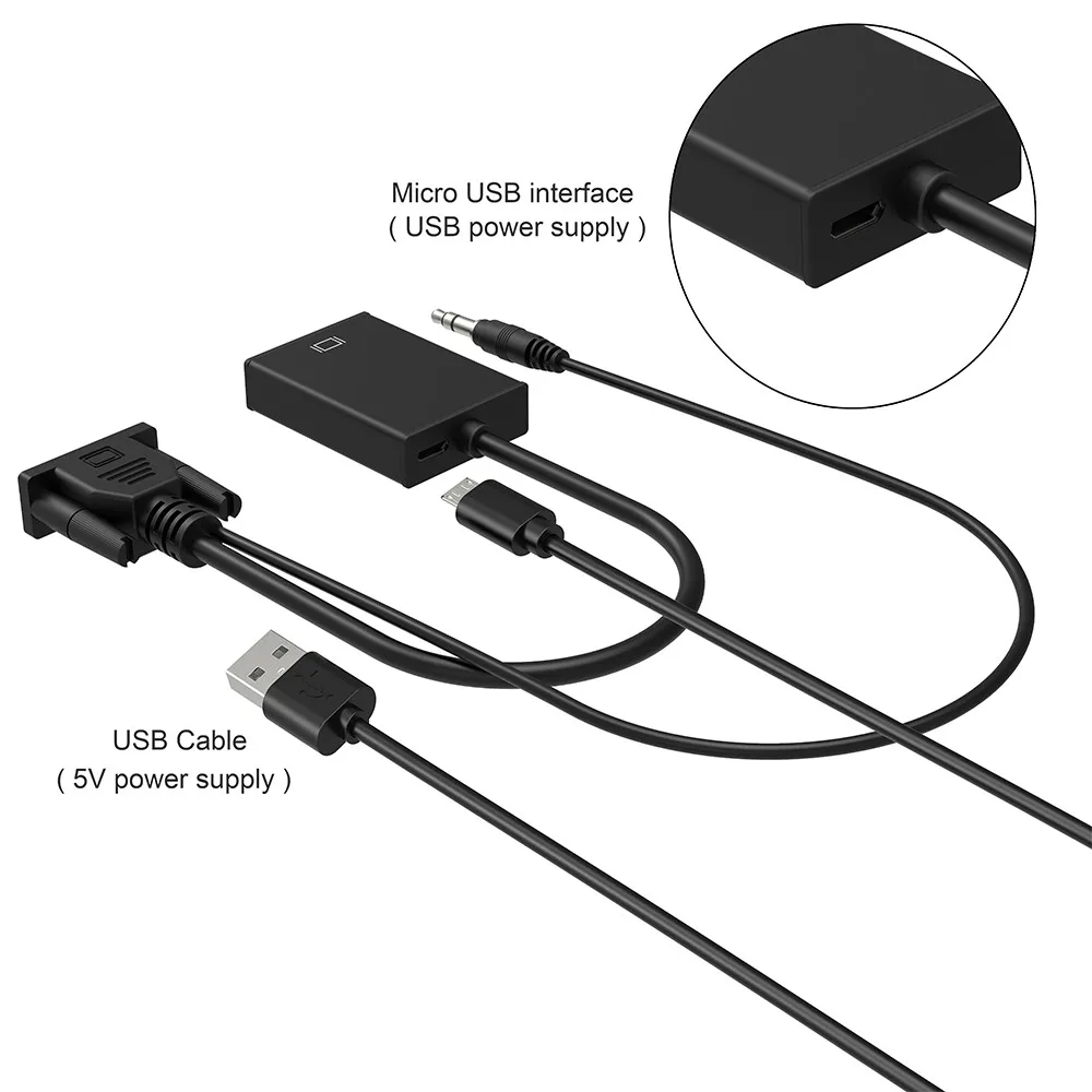 Преобразователь из VGA в HDMI адаптер Выход 1080P HD+ Аудио ТВ AV HD ТВ Видео кабель конвертер адаптер для ТВ ПК ноутбук проектор