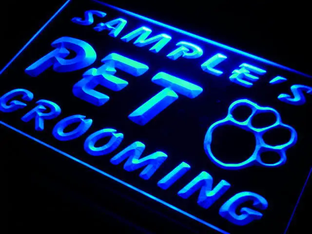 

qq-tm Name Personalized Custom Pet Grooming Paw Print Bar Beer Neon Light Light Signs