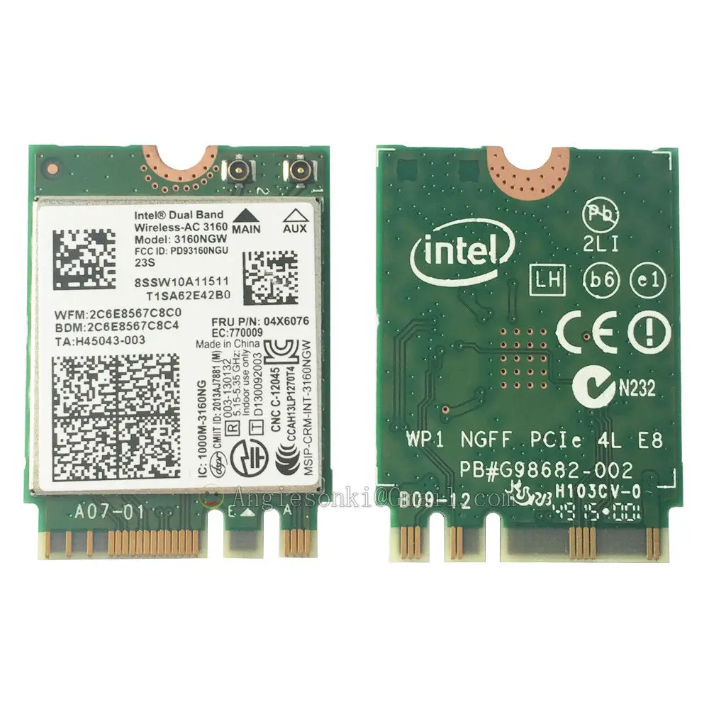 Двухдиапазонная Беспроводная-AC 3160 3160NGW 433M WIFI WLAN карта + Bluetooth 4 0 для IBM/ Lenovo Intel 3160AC Y40