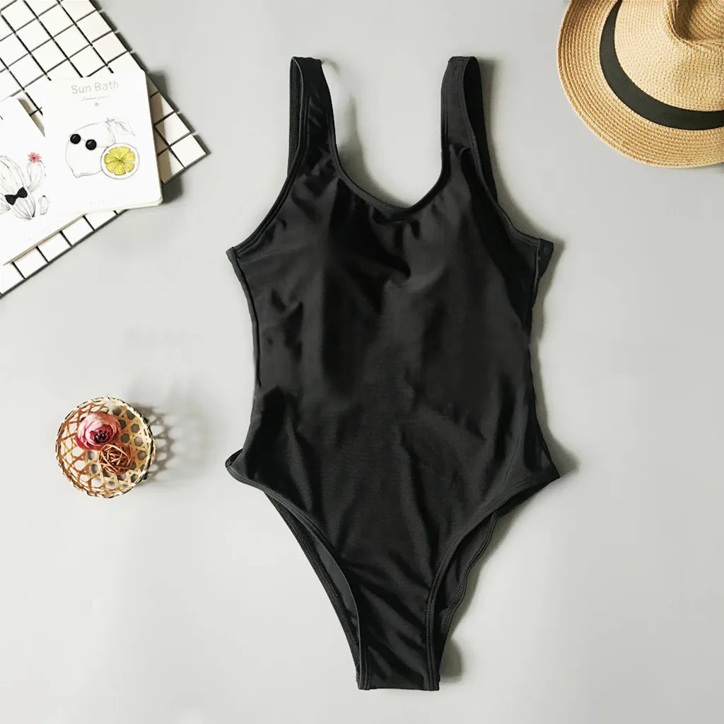 Женский купальник однотонный белый черный красный на бретельках|Купальники| |