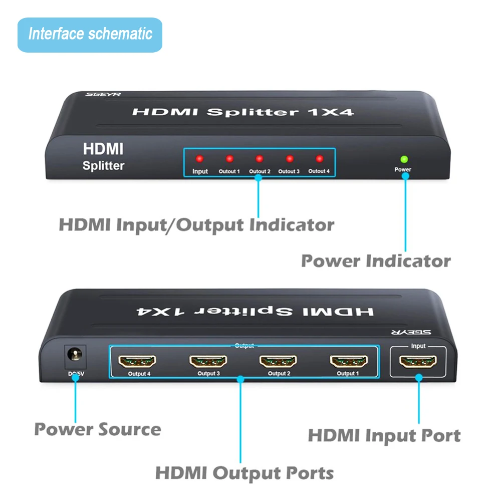 1x4 HDMI сплиттер SGEYR 4 полосный 1 вход выход Smart на Поддержка Full HD 1080P 3D мультимедиа|hdmi