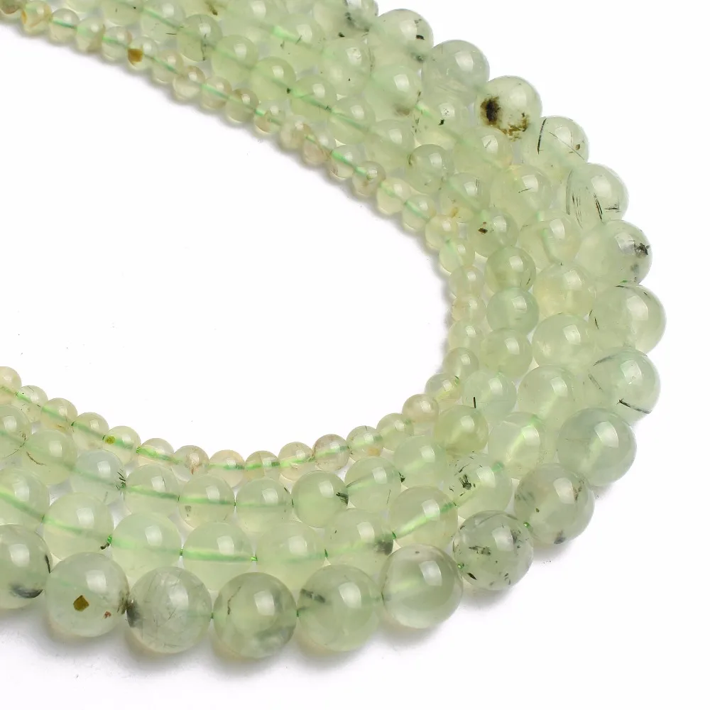 Smooth beads Pick Size 4.6.8.10 12mm Genuine Green Prehnita Round Loose Stone Beads For Jewelry Making | Украшения и аксессуары