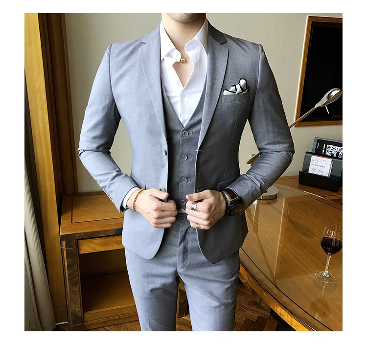 slim fit male 3 piece suits wedding dress Men's Business Casual jacket Wedding Prom Dinner Gown Wear Suits Groomsman tuxedos