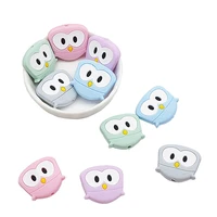 chengkai 50pcs owl silicone bird teether bead diy baby mini animal teething montessori sensory toy pacifier jewelry making beads