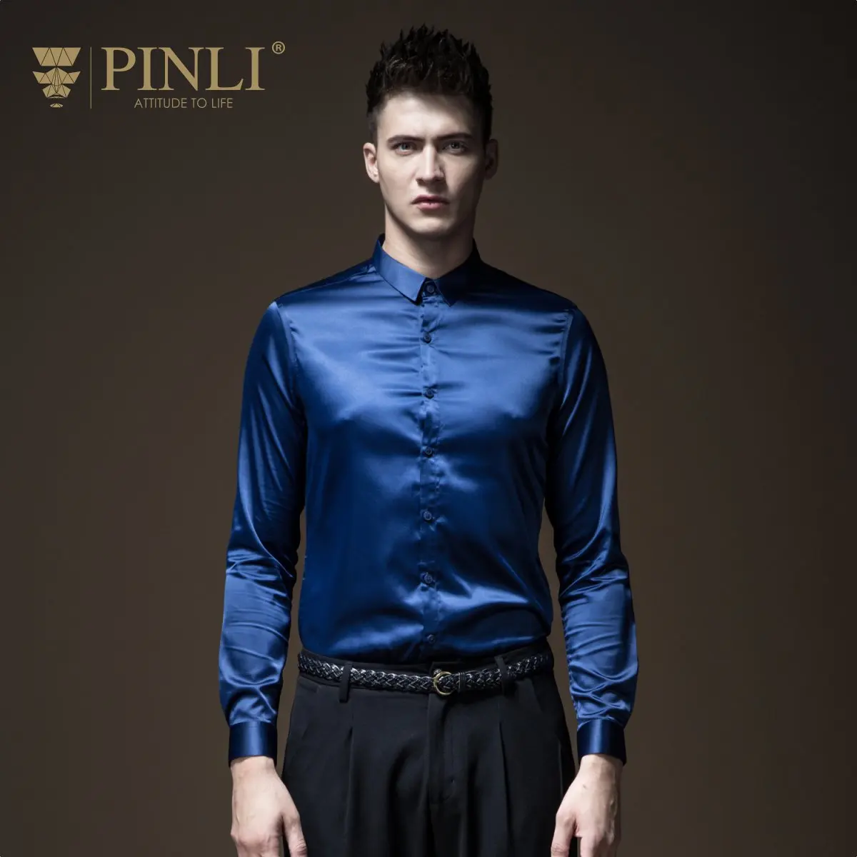 Полный Camisa Social реальные Blusas Pinli Pin Новинка осени Для мужчин рубашка Однотонная одежда самостоятельного ремонта воротник Длинные рукава B183113503 - Цвет: see chart