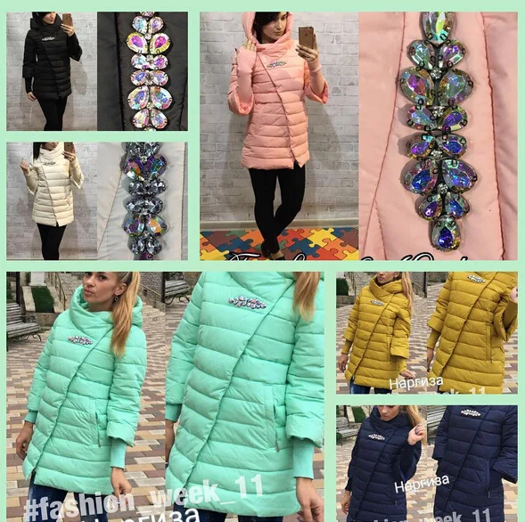 Ryanzhan зимняя куртка Новинки 2016 женская обувь со стразами с хлопковой подкладкой