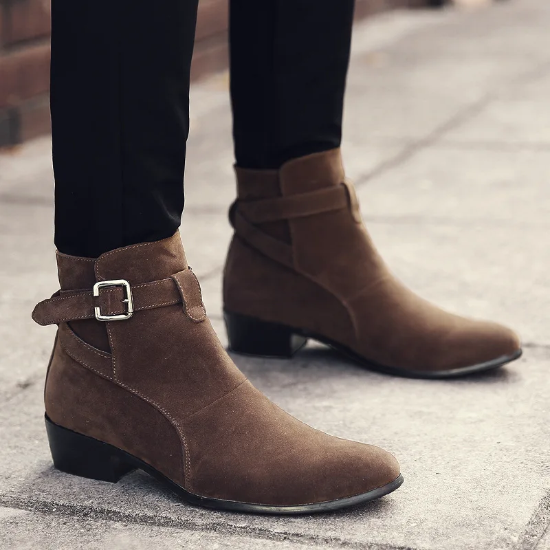 Ботинки Челси мужские из флока модные брендовые ботинки без застежки теплые