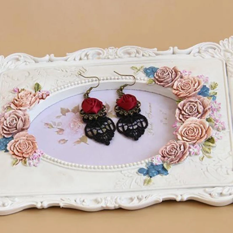 Женские винтажные сережки MJARTORIA готические сережки-капельки с красными цветами