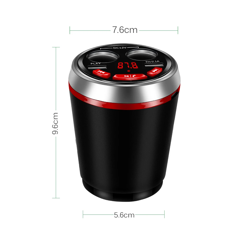 Автомобильный держатель для чашки комплект Bluetooth fm-передатчик прикуриватель гнездо USB зарядное устройство адаптер Поддержка U диск чтение Hands-free
