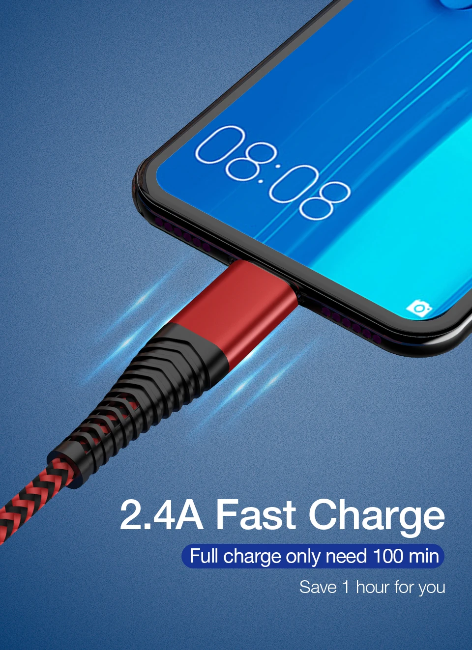 Кабель для быстрой зарядки posugear 2.4A type-C, кабель для быстрой зарядки, кабель для синхронизации данных type-C, usb-кабель для samsung, huawei, xiaomi