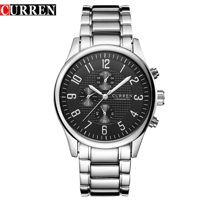 Silver Black CURREN часы Мужские кварцевые Лидирующий бренд аналоговые военные мужские часы мужские спортивные армейские часы водонепроницаемые Relogio Masculino новая распродажа - Цвет: Silver Black
