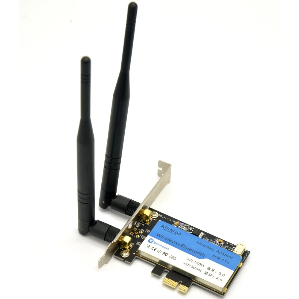 WoWoLink Atheros AR5B225 AR9485 150 Мбит/с PCI E Express Настольный Беспроводной Wi Fi адаптер + Bluetooth 4 0