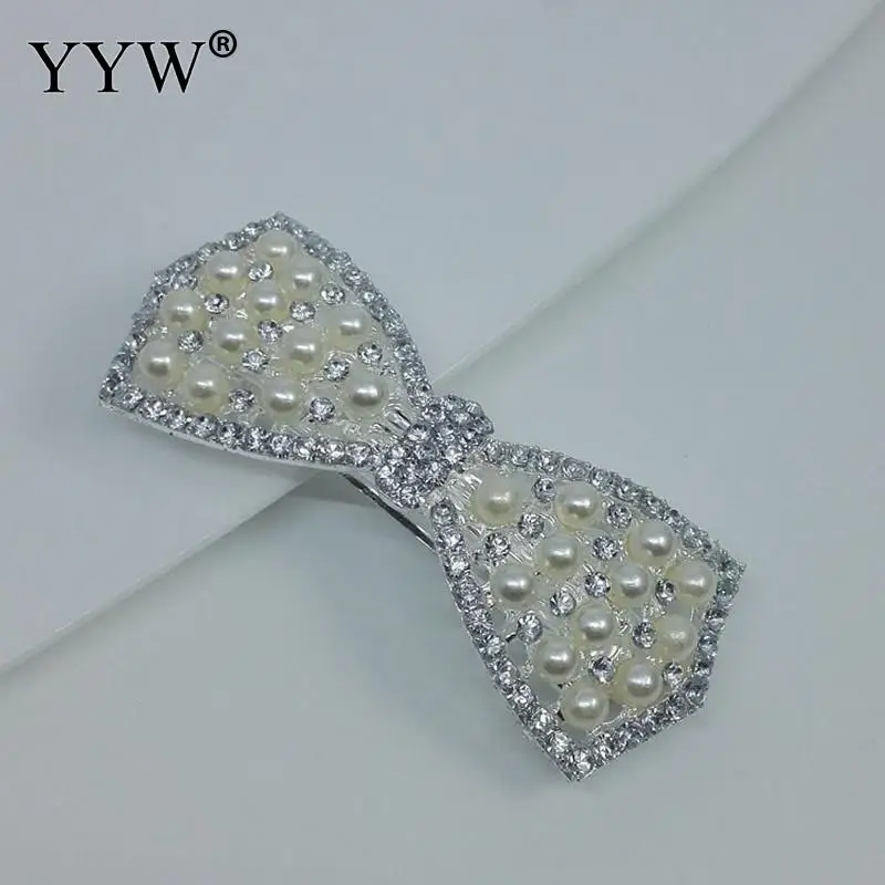 2 шт. элегантные заколки для волос с бантом пластиковые жемчужины и стразы