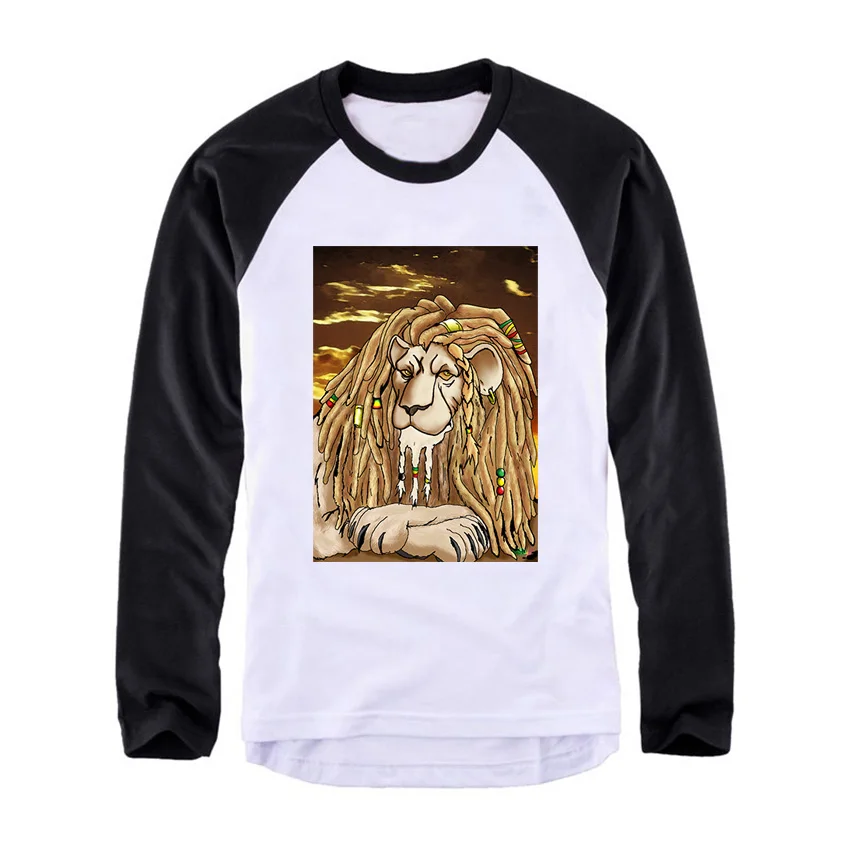 Рок корни Регги Лев Сион jah Rasta Bob Marley реглан с длинными рукавами футболка Пункт