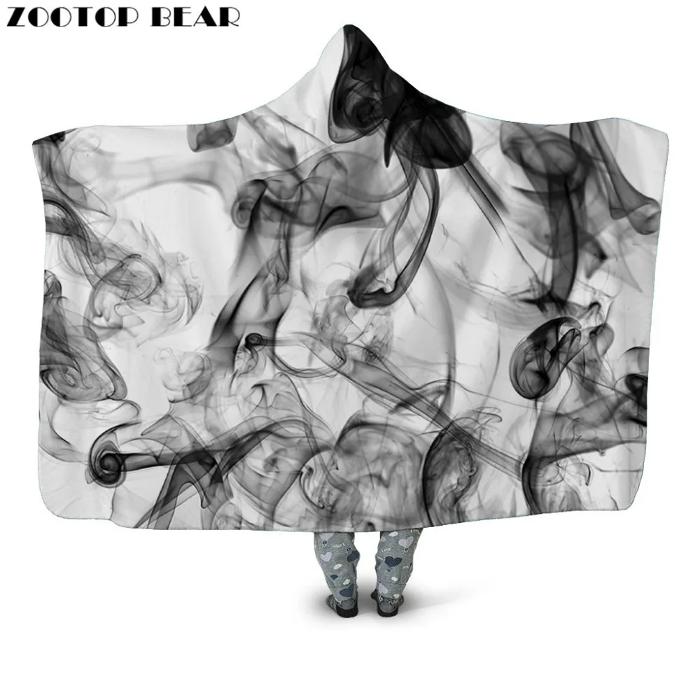 

Wire Smoke Plush Throw Hooded Blanket Fashion Bedding Brand Casual 3D Printed Soft Adults Travel Wearable Cloak Office Quilts