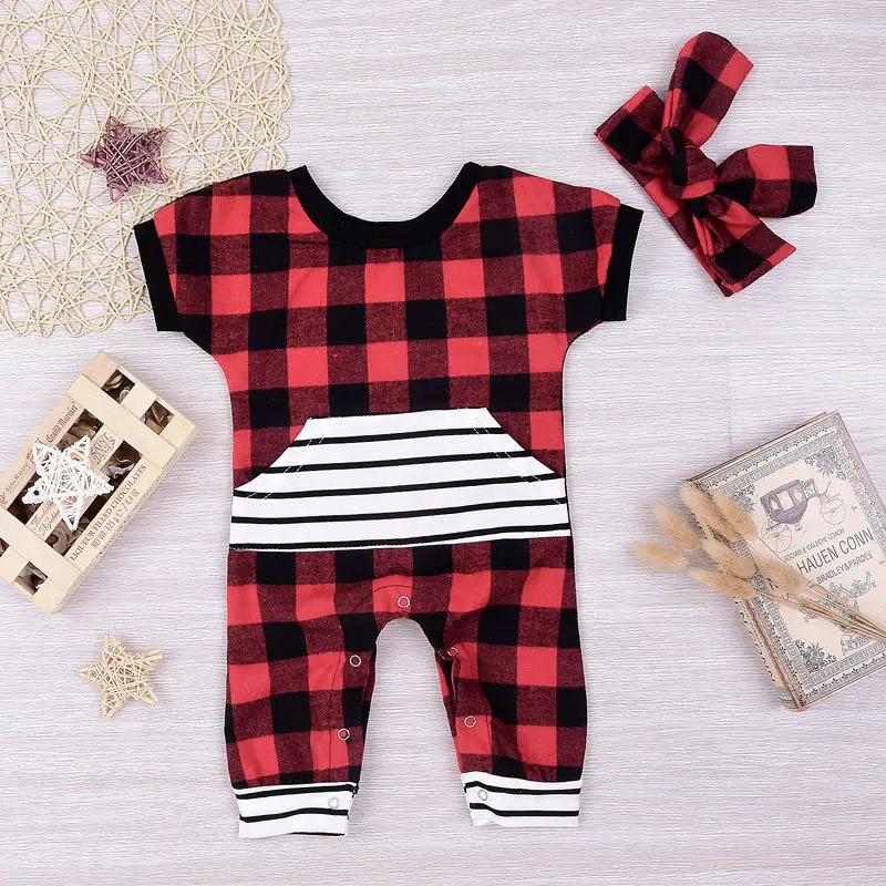Emmaaby/комбинезон для новорожденных девочек и мальчиков летняя одежда в клетку