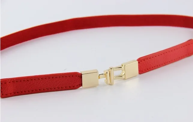 Милый дизайн тонкий пояс Красная тонкая золотая Пряжка мини Талия талия черный