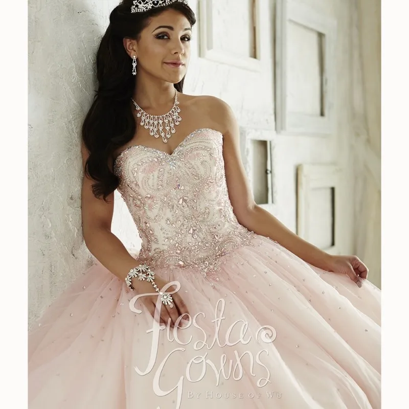 Красивый Светло-Розовый Quinceanera Платья 2017 Платье de 15 nos Тюль Сладкий 16 Платьев