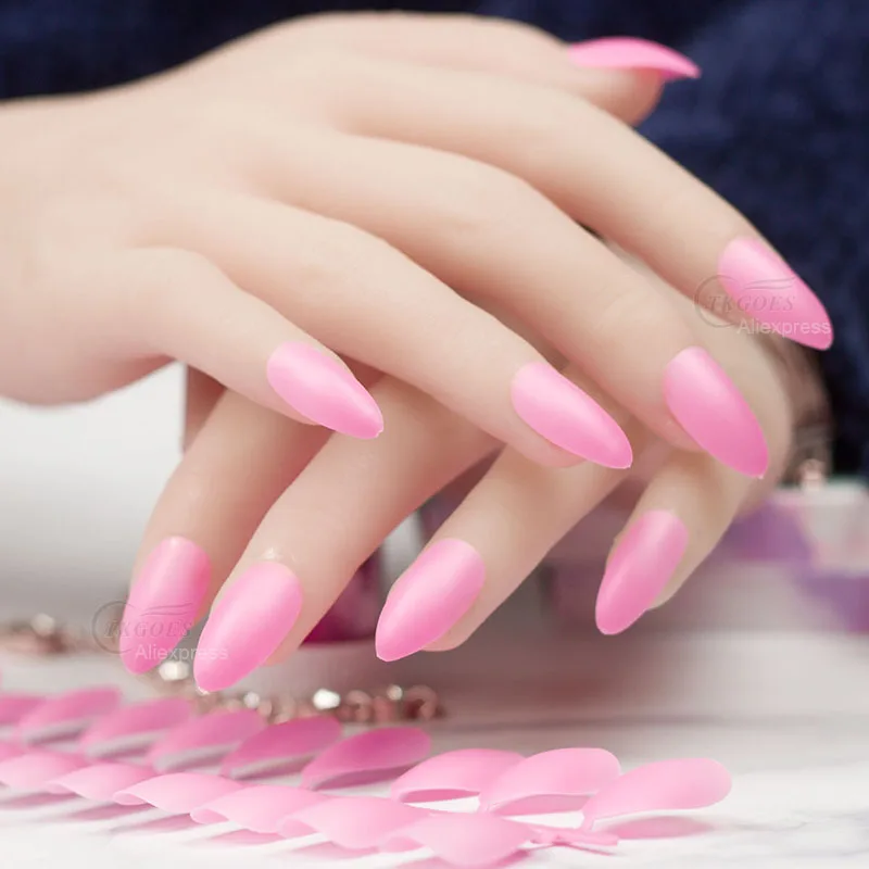 24 шт./компл. милые цветные миндальные ногти матовая отделка накладные на шпильках