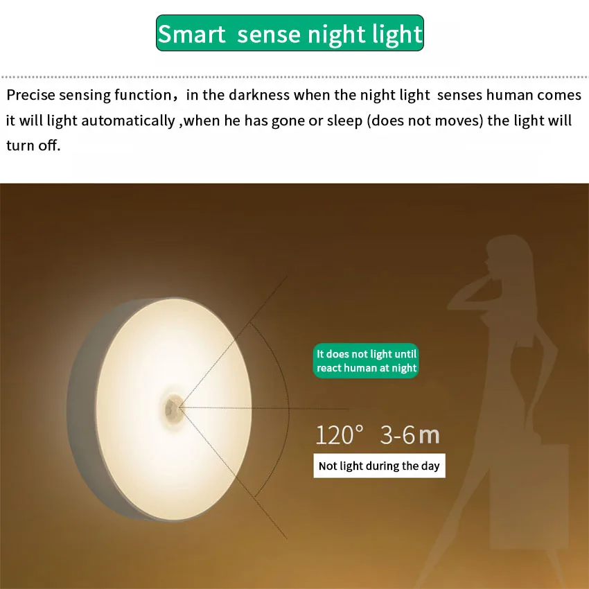 Светодиодный инфракрасный датчик движения PIR перезаряжаемый индукционный