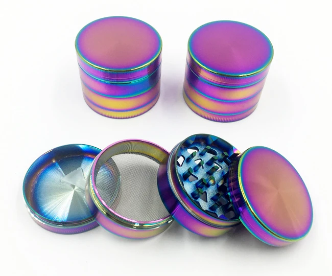 

Beautiful 40mm 50mm 55mm 63mm Rainbow Grinders With 4 Parts Grinder Zinc Alloy Material Top Tobacco Herb Grinders Smoking Spice