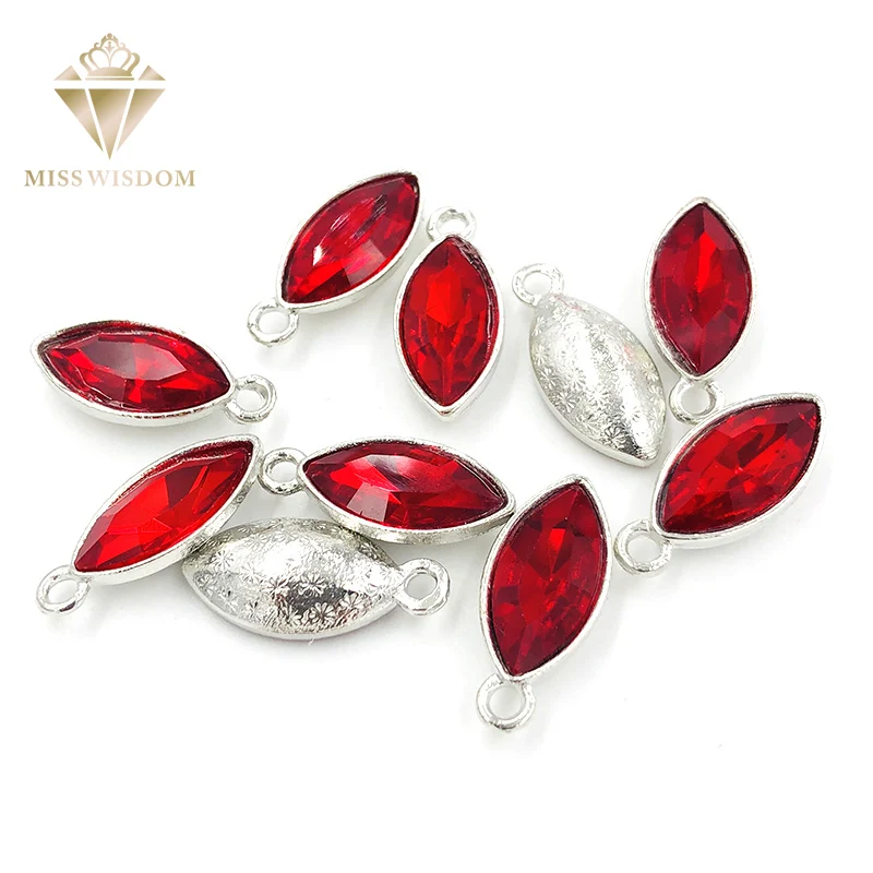 7x15мм красная подвеска с лошадью из стразов одним отверстием сплава для