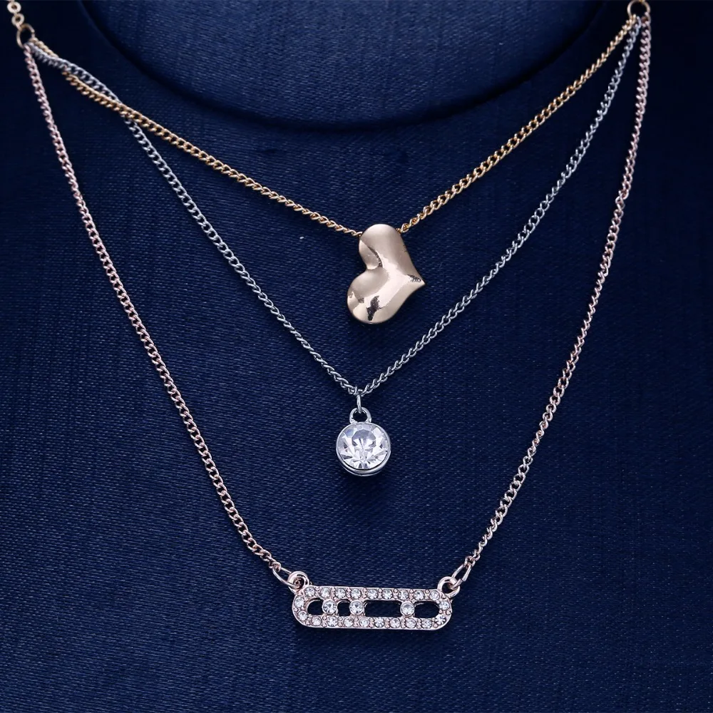 Новая Мода Сердце Простой Круглый Pin Кристалл многослойное Высокое качество