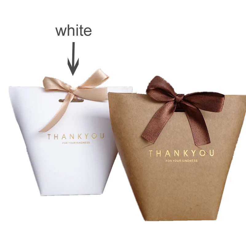 white thank you Подарочная коробка посылка Kfaft бумажные пакеты высококлассные черные белые бронзовые французские спасибо упаковочные коробки для гостей Merci конфеты мешок 5 шт - Цвет: white thank you