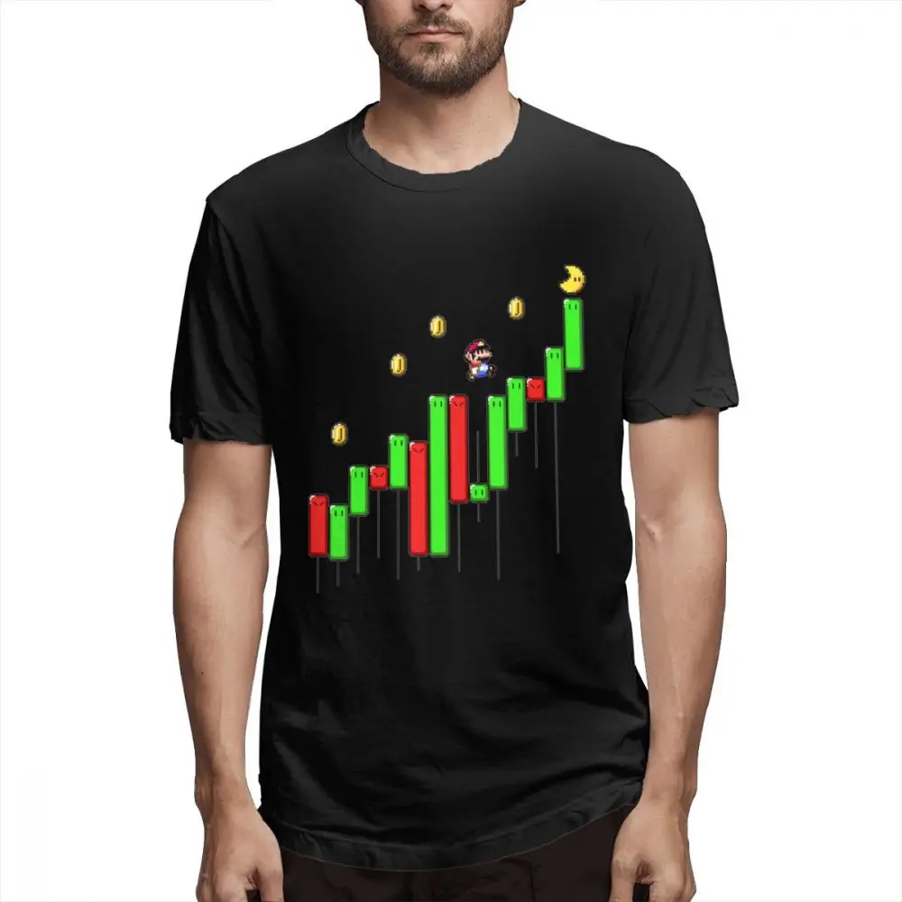 black Супер Марио футболка Forex Фондовый рынок валюты трейдер инвестиций Футболка Топ дизайн Новое поступление, горячая Распродажа с круглым вырезом футболки - Цвет: black