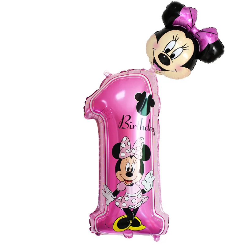30inch pink 1 2 шт., 40 дюймов, розовые, черные фольгированные воздушные шары с цифрами, для мальчиков и девочек 1, 2, 3, 4 месяца, на день рождения, с изображением головы Микки и Минни, воздушные шары из фольги, вечерние украшения - Цвет: 30inch pink 1