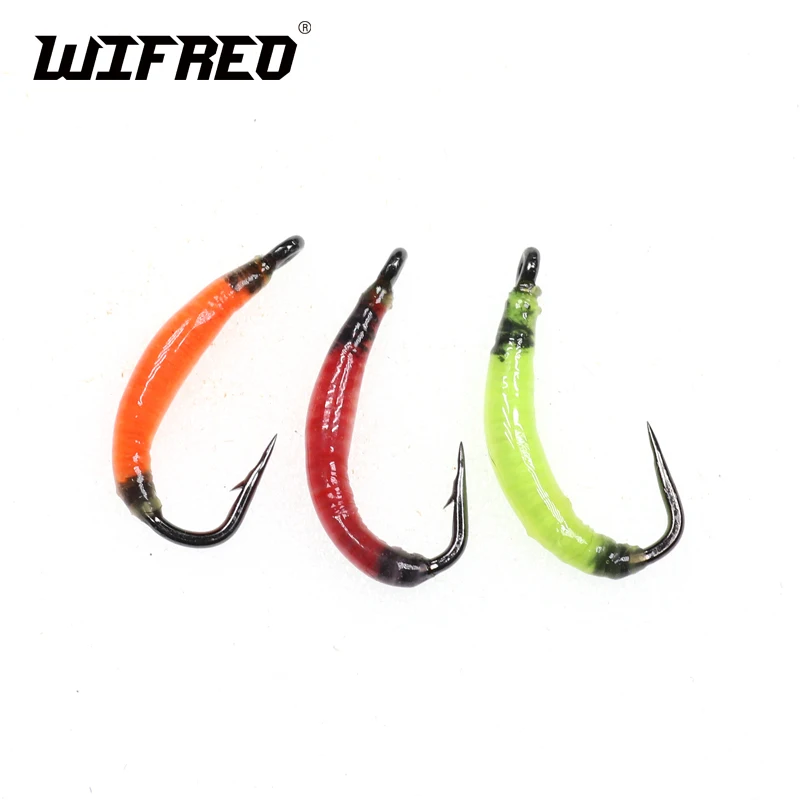 

[6 PCS] #8 garden worm fly Earth worm fly for fresh water fish Trout Perch Bluegill Whitefish Fly Fishing Nymph Bugs
