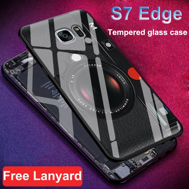Чехол для Samsung Galaxy S7 edge задняя крышка из закаленного стекла с ретро рисунком S7edge