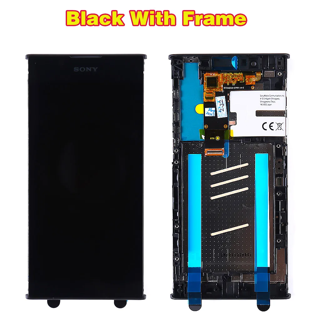 Black with Frame Sony Xperia L1 5,5 дюймовый ЖК-дисплей G3312 кодирующий преобразователь сенсорного экрана в сборе G3311 G3313 рамка с бесплатным закаленным стеклом и инструментами - Цвет: Black with Frame