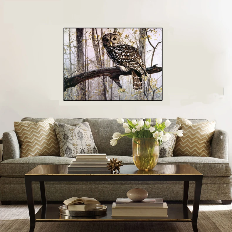 PHKV Owl Oil Painting By Numbers On Canvas DIY Hand painted Modern Animal Coloring New Year Home Decoration | Дом и сад