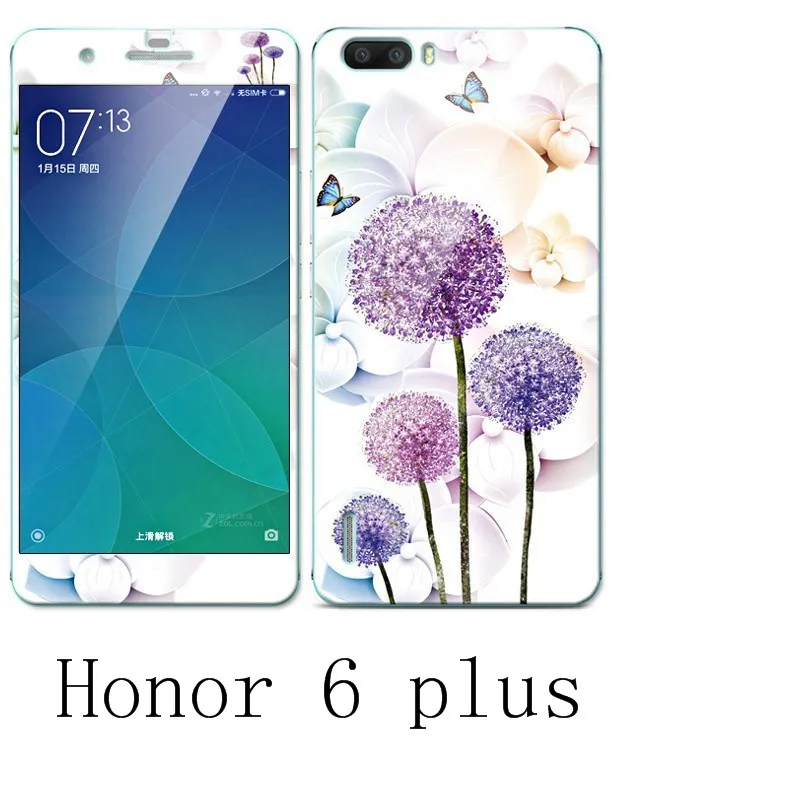 Чехол ALIVO для huawei honor 6 plus силикон. Цветное закаленное стекло с принтом + мягкий