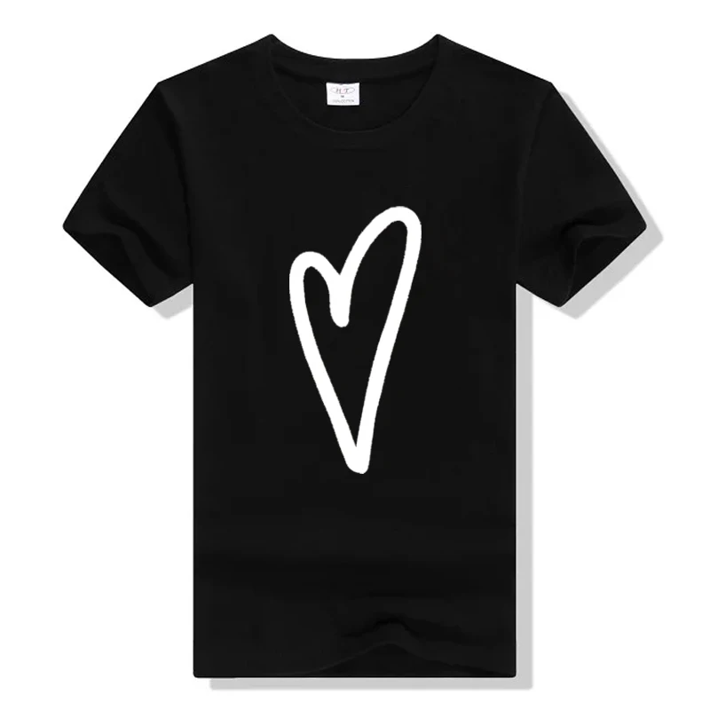

Plus Size S-3XL Heart Print T Shirt Women Cotton O Neck Short Sleeve Summer T-Shirt Tops Casual Tshirt Femme Tumblr Tee Shirts
