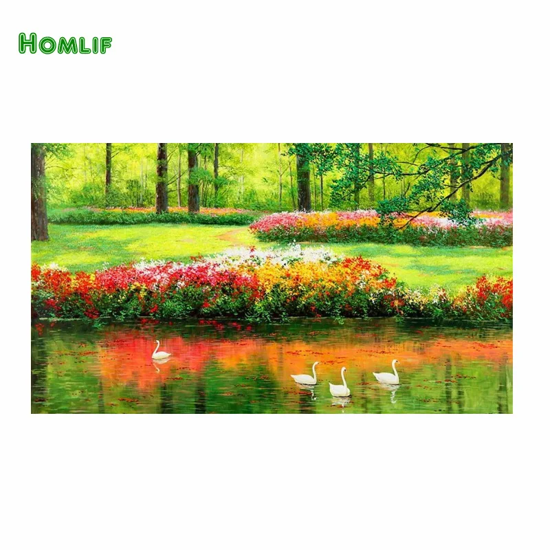 HOMLIF Diy дерево цветок и река Алмазная картина крестиком Ремесло Пластиковые