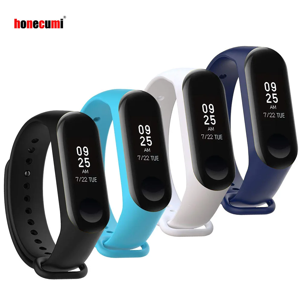 Honecumi 4 шт умный Браслет Xiaomi Mi Band 3 ремешок часы в силиконовом корпусе наручный для