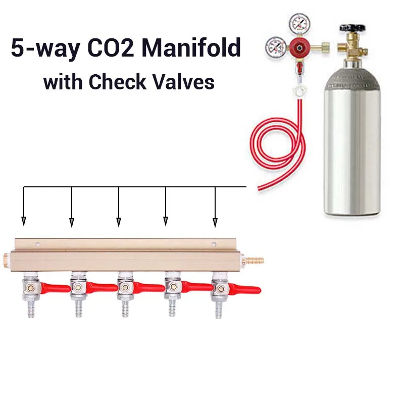 5-полосный распределитель воздуха СО2 разветвитель газовый коллектор 1/4 &quotБарб